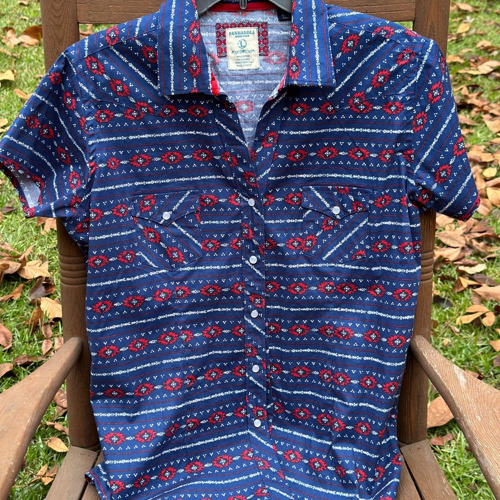 PANHANDLE Large Pearl Snap
97% Cotton 3% Spandex